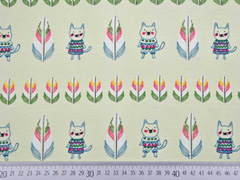 Bio-French Terry Katzen & Blumen, helles lindgr�n