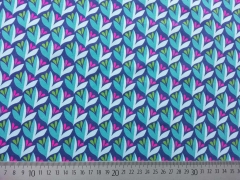 Baumwollstoff Bl�tter Hamburger Liebe, t�rkis lilablau