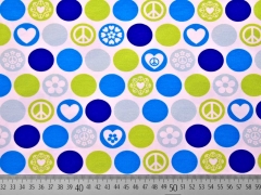 Jersey Punkte Herzen Friedenszeichen, wei�