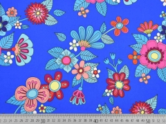 Baumwollstoff opulente Blumen Hamburger Liebe, royalblau