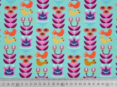 Baumwollstoff Tauben Tulpen Hamburger Liebe, mint