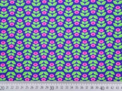 Baumwollstoff Retroblumen Hamburger Liebe, lilablau