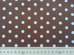 Baumwollstoff Punkte 0,6 cm, hellblau auf braun