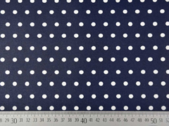 beschichtete Baumwolle Punkte 6mm, wei� auf dunkelblau