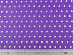 beschichtete Baumwolle Punkte 6mm, wei� auf lila