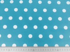 beschichtete Baumwolle Punkte 1,7cm, wei� petrol