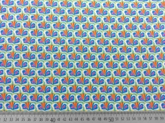 Thea Baumwolle F�chermuster, blau/orange