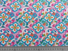 Thea Baumwolle Blumenmuster, rosa/blau