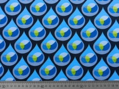 RESTST�CK 33 cm French Terry Sweat Tropfen Drops, t�rkis dunkelgrau