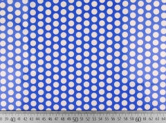 laminierte Baumwolle Punkte 9mm, wei� auf himmelblau