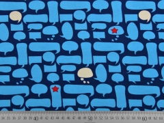 Jersey Sprechblasen, t�rkis auf dunkelblau