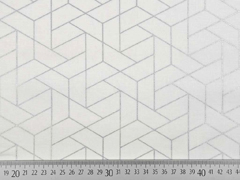 Baumwollstoff Gitternetz Camelot, silber metallic creme