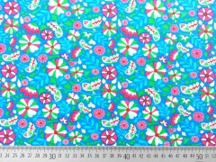 RESTST�CK 46 cm Baumwolle Jolijou Butter Bloom Blumen&Schmetterlinge, t�rkis