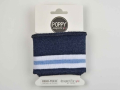 Fertigb�ndchen Streifen College Stil, wei� blau dunkelblau melange