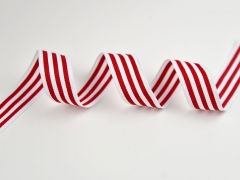 Ripsband schmale Streifen 3 cm, rot wei�