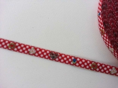 Webband Herzilein, rot-wei� kariert