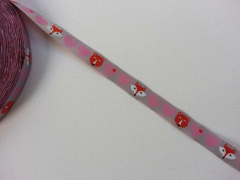 Webband Herzen, B�r & Fuchs by Graziela, grau-rosa