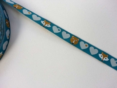 Webband Herzen, B�r & Fuchs by Graziela, petrol