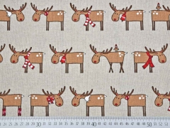 Leinenlook weihnachtliche Elche, natur