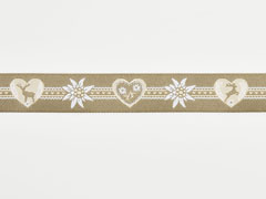Webband 2cm Bord�re Edelwei� Trachtenlook, taupe