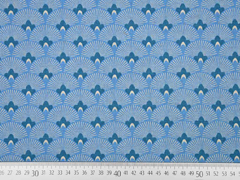 Dekostoff F�cherblumen, jeansblau