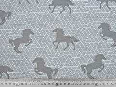 Dekostoff Pferde, hellgrau