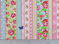 Dekostoff Shabby Chic Streifen Bord�ren, hellblau