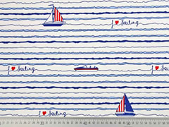 Dekostoff Segelboote maritim, dunkelblau wei�