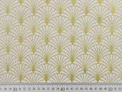 Dekostoff F�cher Gold Metallic Glitzer meliert, cremewei�