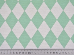 Dekostoff Rauten, weiss/mint