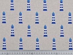 Leinenlook Leuchtt�rme, blau auf natur