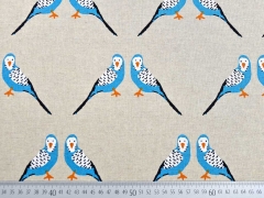 Leinenlook Wellensittich, blau natur