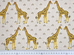 Leinenlook Dekostoff Giraffen, gelb natur