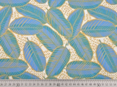 RESTST�CK 53 cm Editex Baumwollsatin Bl�tter, petrol ecrue