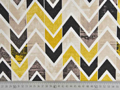 Dekostoff Zickzack Pfeile, taupe senfgelb cremewei�