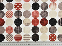 Dekostoff gemusterte Kreise, rotbraun beige schwarz cremewei�
