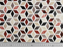 Dekostoff W�rfelmuster Rauten, rotbraun beige schwarz cremewei�