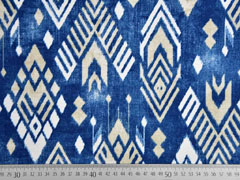 Dekostoff Batiklook Inkamuster Boho Style, beige blau