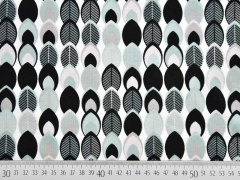 Jersey bunte Bl�tter schwarz/mint auf weiss