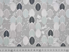 Jersey bunte Bl�tter, schwarz/mint auf taupe