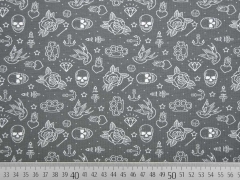 Stenzo Jersey Totenk�pfe Rosen, wei� dunkelgrau