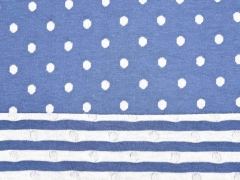 Doubleface Jacquard Jersey Punkte Streifen Stenzo , creme jeansblau