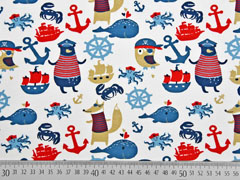 Jersey maritime Tiere und Motive, wei� rot blau