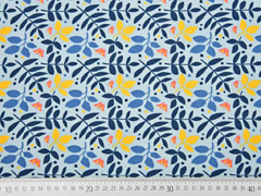 Jersey Bl�tter & Zweige, gelb hellblau