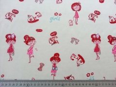 Baumwollpopelin Girls, creme/rot