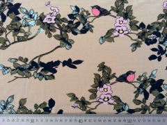 Jersey V�gel, �ste und Blattwerk, beige