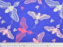 Jersey V�gel, altrosa auf mittelblau