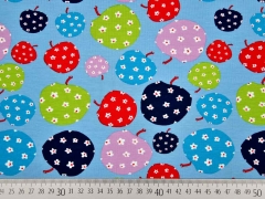 Jersey gemusterte �pfel, bunt/hellblau