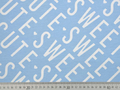 French Terry Sweat CUTE SWEET LOVE, wei� hellblau