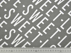 French Terry CUTE SWEET LOVE, grau